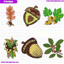 Acorn Embroidery Design Bundle 2