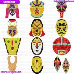 African Masks Embroidery Design Bundle 1