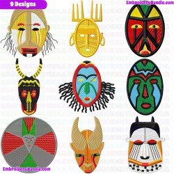 African Masks Embroidery Design Bundle 2