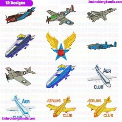 Airplanes Embroidery Design Bundle 11