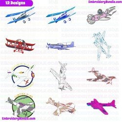 Airplanes Embroidery Design Bundle 12