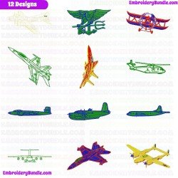 Airplanes Embroidery Design Bundle 13