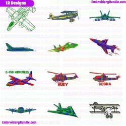 Airplanes Embroidery Design Bundle 14