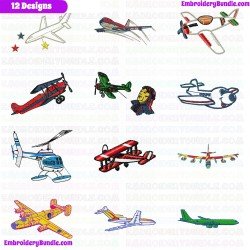 Airplanes Embroidery Design Bundle 16