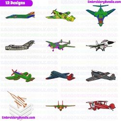 Airplanes Embroidery Design Bundle 17