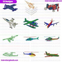 Airplanes Embroidery Design Bundle 1