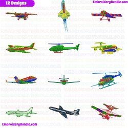 Airplanes Embroidery Design Bundle 3