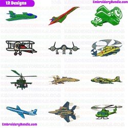Airplanes Embroidery Design Bundle 4