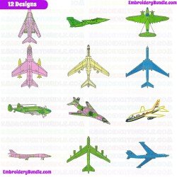 Airplanes Embroidery Design Bundle 5