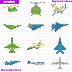 Airplanes Embroidery Design Bundle 6