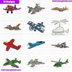 Airplanes Embroidery Design Bundle 9