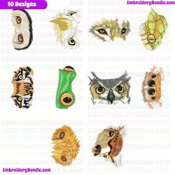 Animal Eyes Embroidery Design Bundle 1