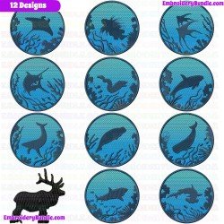 Animals Silhouette Embroidery Design Bundle 3