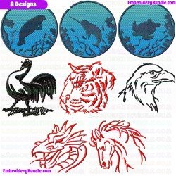 Animals Silhouette Embroidery Design Bundle 4