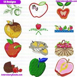 Apple Embroidery Design Bundle 2