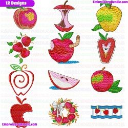 Apple Embroidery Design Bundle 3