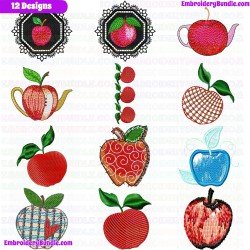Apple Embroidery Design Bundle 5
