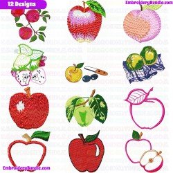 Apple Embroidery Design Bundle 6