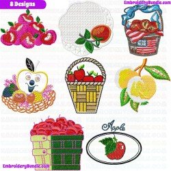 Apple Embroidery Design Bundle 7