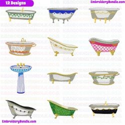 Bathtubs Embroidery Design Bundle 1