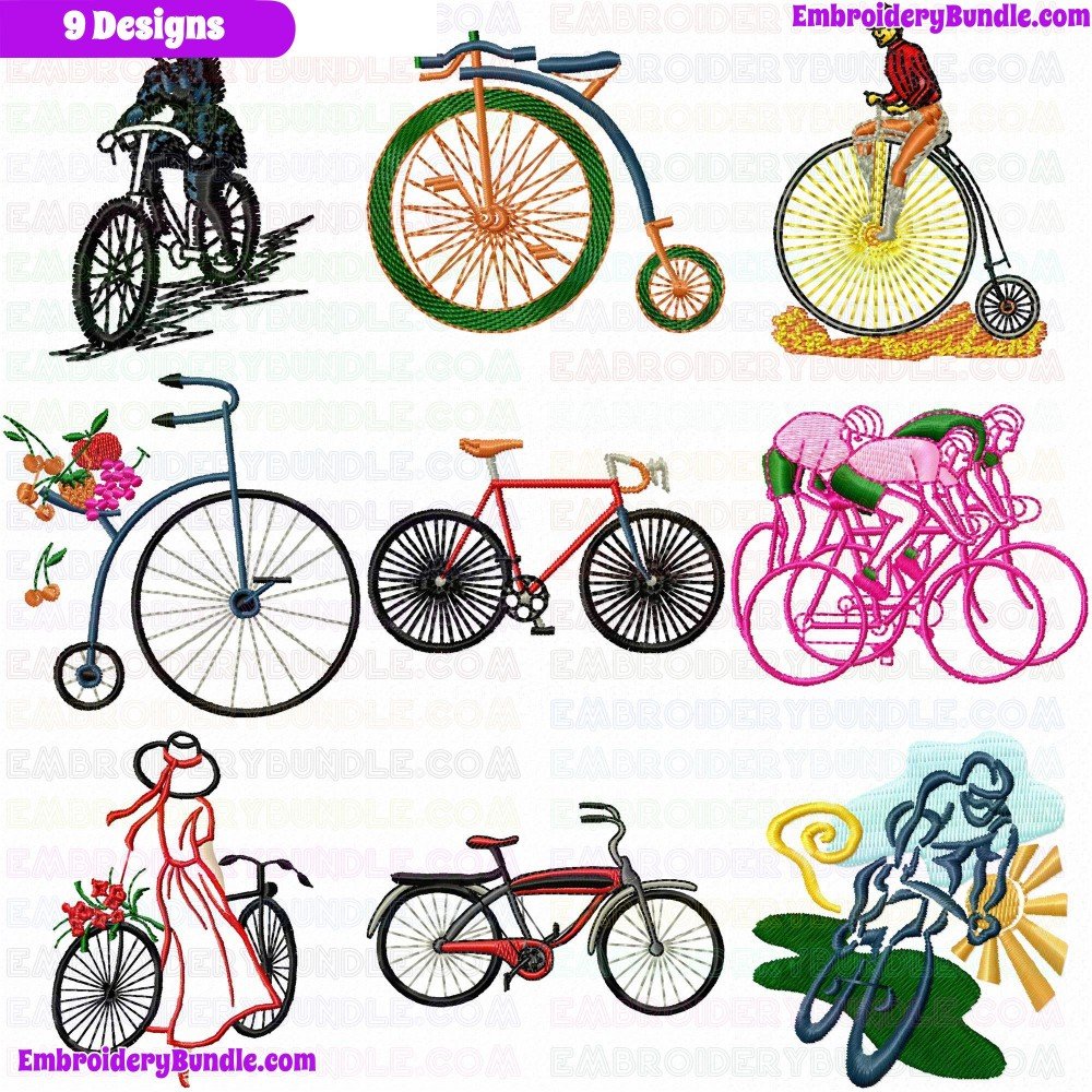 Bicycle Embroidery Design Bundle 1 Bicycle Embroidery Design Bundle 1