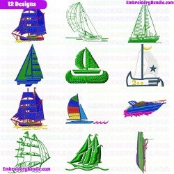 Boats Embroidery Design Bundle 10