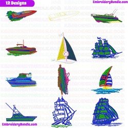 Boats Embroidery Design Bundle 11