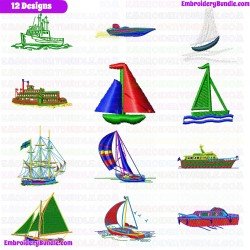 Boats Embroidery Design Bundle 13