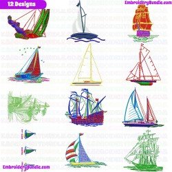 Boats Embroidery Design Bundle 14