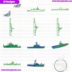 Boats Embroidery Design Bundle 15