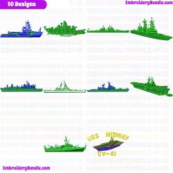 Boats Embroidery Design Bundle 16