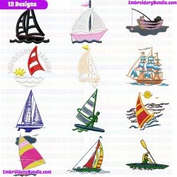 Boats Embroidery Design Bundle 1