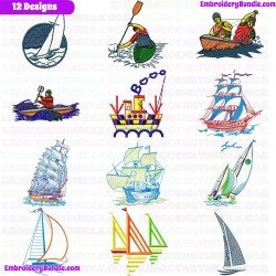 Boats Embroidery Design Bundle 2