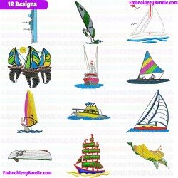 Boats Embroidery Design Bundle 3