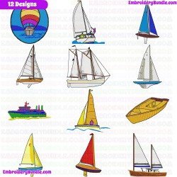 Boats Embroidery Design Bundle 7