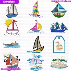 Boats Embroidery Design Bundle 8