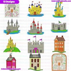 Buildings Embroidery Design Bundle 1