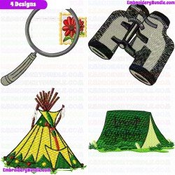 Camping Embroidery Design Bundle 4