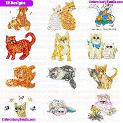 Cats Embroidery Design Bundle 13