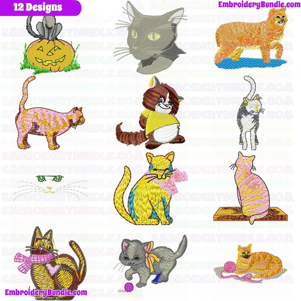 Cats Embroidery Design Bundle 9 Cats Embroidery Design Bundle 9