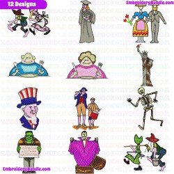 Characters Embroidery Design Bundle 1