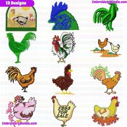 Chickens And Roosters Embroidery Design Bundle 13