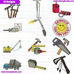 Construction Tools Embroidery Design Bundle 1