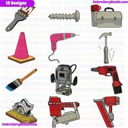Construction Tools Embroidery Design Bundle 3