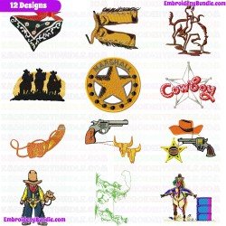 Cowboy And Hunter Embroidery Design Bundle 3