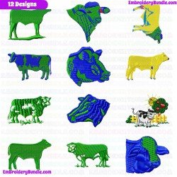 Cows Embroidery Design Bundle 3