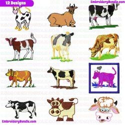 Cows Embroidery Design Bundle 5