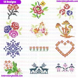 Cross Stitches Embroidery Design Bundle 14