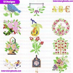 Cross Stitches Embroidery Design Bundle 16