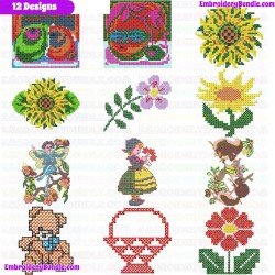 Cross Stitches Embroidery Design Bundle 9